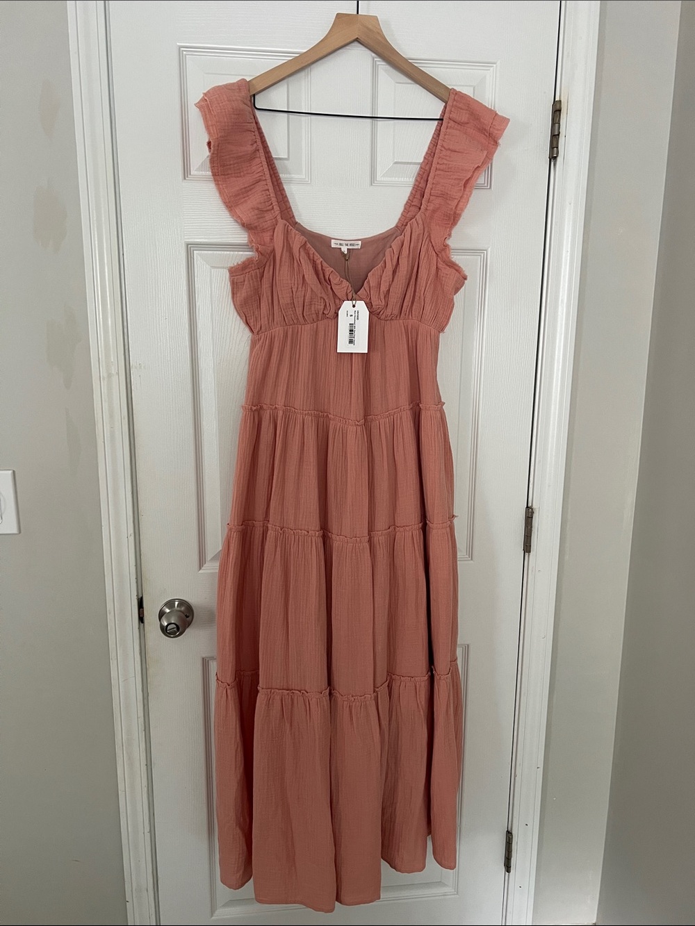 NWT Anthro Free the Roses Women’s Ruffle Sleeve Maxi Dress - Dusty Rose